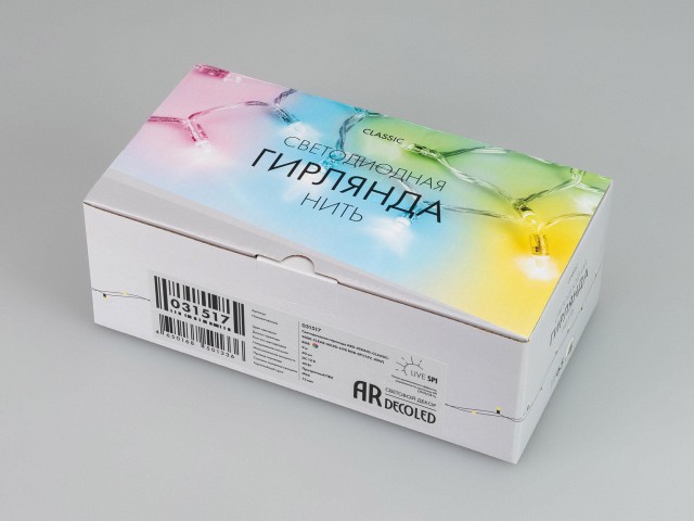 Светодиодная гирлянда ARD-STRING-CLASSIC-9000-CLEAR-60LED-LIVE RGB-SPI (12V, 40W) (Ardecoled, IP65) фото:3