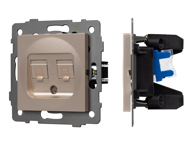 Механизм компьютерной розетки двойной SCT-MPC2-PL-GD-V (RJ-45, CAT6) (Arlight, -) фото:1