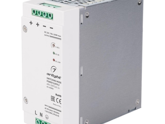 Блок питания ARV-DRP240-24 (24V, 10A, 240W, PFC) (Arlight, IP20 DIN-рейка) фото:3