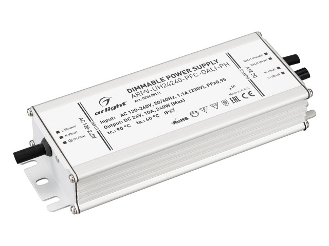 Блок питания ARPV-UH24240-PFC-DALI-PH (24V, 10.0A, 240W) (Arlight, IP67 Металл, 7 лет) фото:1
