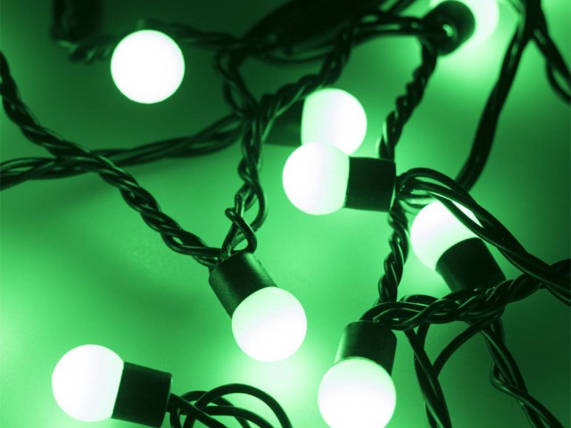 Светодиодная гирлянда ARD-BALL-CLASSIC-D17.5-10000-BLACK-100LED GREEN (230V, 7W) (Ardecoled, IP65) фото:2