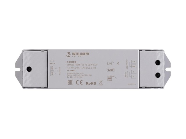 INTELLIGENT ARLIGHT Диммер SMART-PWM-102-72-CDW-SUF (12-36V, 2x5A, TUYA BLE, 2.4G) (IARL, IP20 Пластик, 5 лет) фото:2