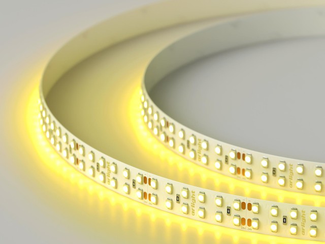 Лента RT 2-5000 24V Yellow 2x2 (3528, 1200 LED, LUX) (Arlight, 19.2 Вт/м, IP20) фото:6