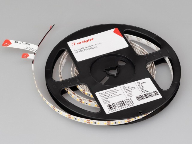 Лента RT-A120-8mm 12V Warm2400 (9.6 W/m, IP20, 2835, 5m) (Arlight, 9.6 Вт/м, IP20) фото:3