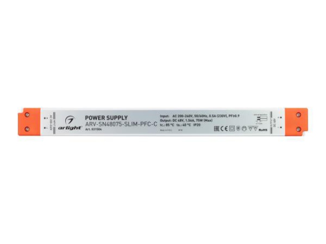 Блок питания ARV-SN48075-SLIM-PFC-C (48V, 1.56A, 75W) (Arlight, IP20 Пластик, 3 года) фото:4