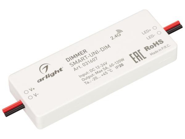 Диммер SMART-UNI-DIM (12-24V, 1x5A, 2.4G) (Arlight, IP20 Пластик, 5 лет) фото:2