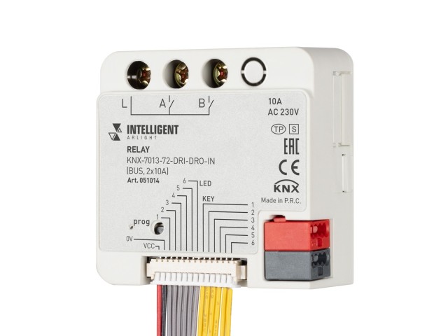 INTELLIGENT ARLIGHT Релейный модуль KNX-7013-72-DRI-DRO-IN (BUS, 2x10A) (IARL, IP20 Пластик, 2 года) фото:1