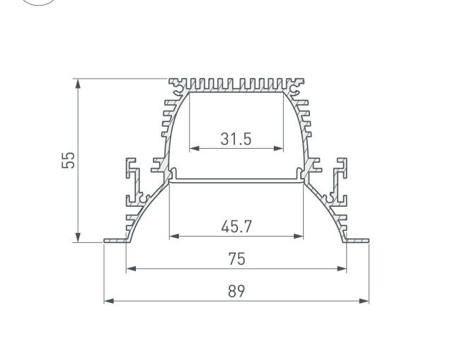 Профиль ARH-POWER-W90-F-COMFORT-2000 ANOD (Arlight, Алюминий) фото:2