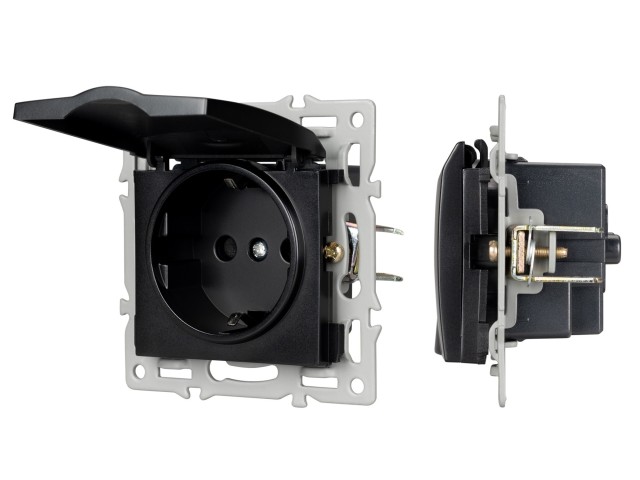 Механизм розетки влагозащищённый SCT-MCP-PL-BK (250V, 16A) (Arlight, -) фото:1