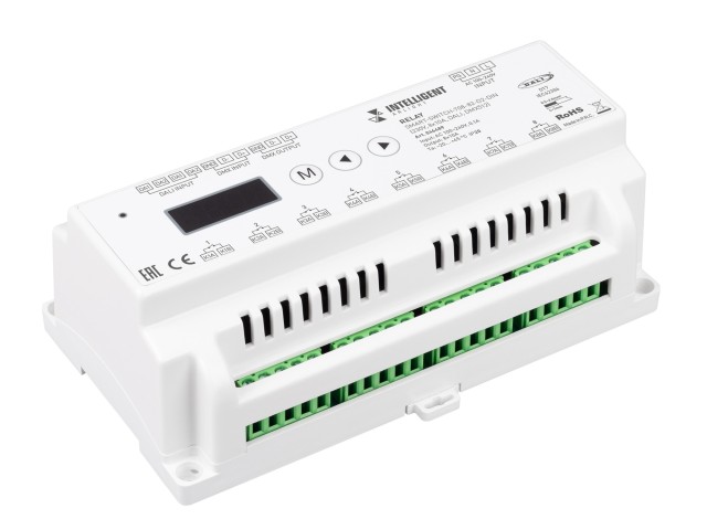 INTELLIGENT ARLIGHT Релейный модуль SMART-SWITCH-708-82-D2-DIN (230V, 8x10A, DALI, DMX512) (IARL, IP20 Пластик, 5 лет) фото:1