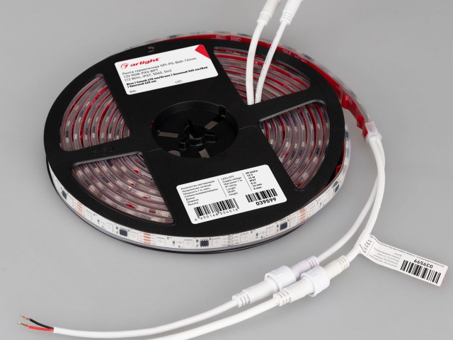 Лента герметичная SPI-PS-B60-12mm 12V RGB-PX3-BPT (12 W/m, IP67, 5060, 5m) (Arlight, бегущий огонь) фото:3