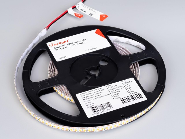 Лента RT-A200-8mm 24V Warm3500-CX1 (16 W/m, IP20, 5m) (Arlight, резка 1 светодиод) фото:4