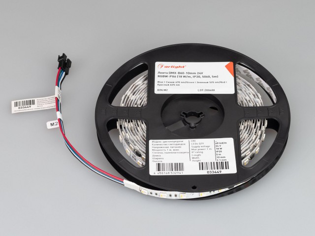 Лента DMX-B60-10mm 24V RGBW-PX6 (18 W/m, IP20, 5060, 5m) (Arlight, -) фото:3