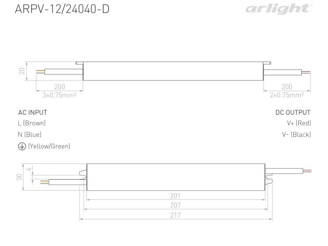 Блок питания ARPV-12040-D (12V, 3.3A, 40W) (Arlight, IP67 Металл, 3 года) фото:2