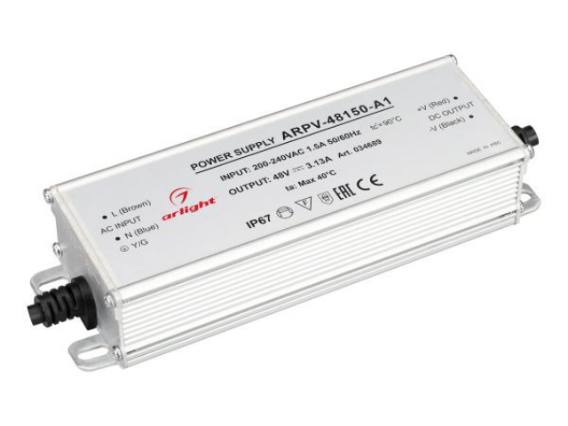 Блок питания ARPV-48150-A1 (48V, 3.13А, 150W) (Arlight, IP67 Металл, 3 года) фото:2