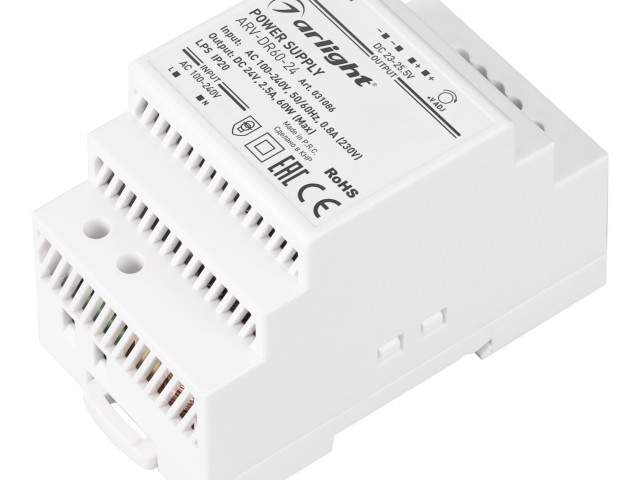 Блок питания ARV-DR60-24 (24V, 2.5A, 60W) (Arlight, IP20 DIN-рейка) фото:3