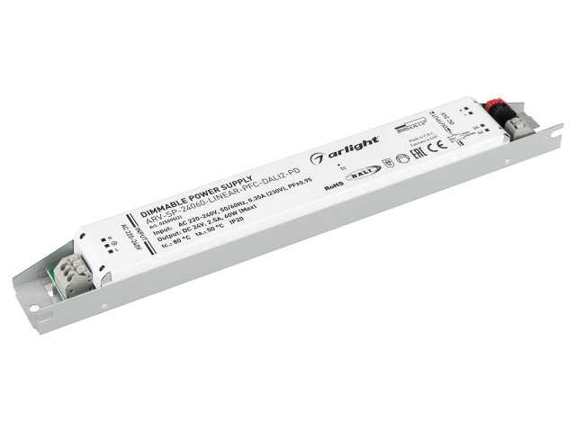 Блок питания ARV-SP-24060-LINEAR-PFC-DALI2-PD (24V, 2.5A, 60W) (Arlight, IP20 Металл, 5 лет) фото:2