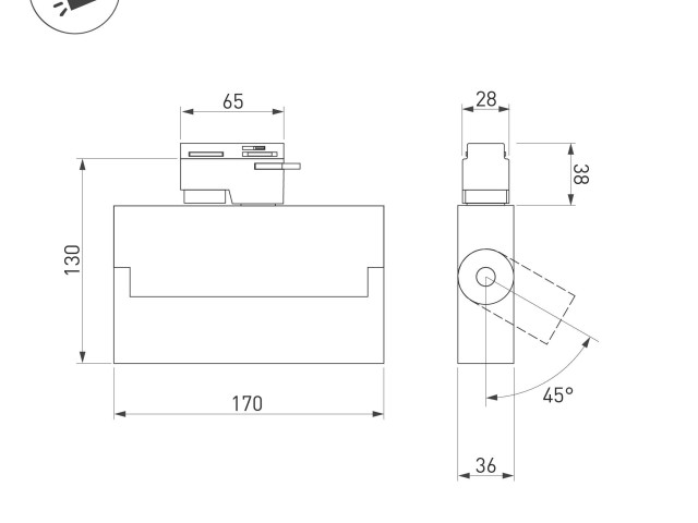 Светильник LGD-LOFT-TRACK-2TR-S170-10W Warm3000 (BK, 24 deg, 230V) (Arlight, IP20 Металл, 3 года) фото:7