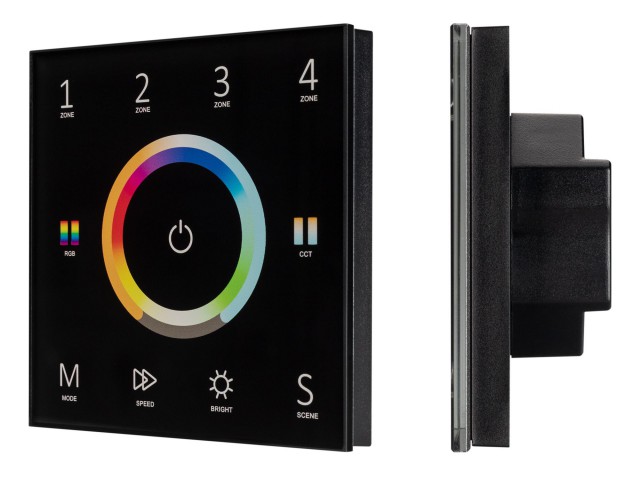 Панель Sens SMART-P67-MULTI Black (230V, 4 зоны, 2.4G) (Arlight, IP20 Пластик, 5 лет) фото:4