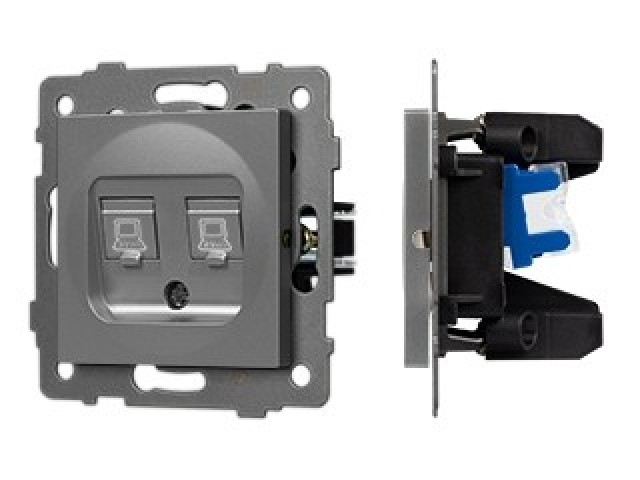 Механизм компьютерной розетки двойной SCT-MPC2-PL-GR-V (RJ-45, CAT6) (Arlight, -) фото:4