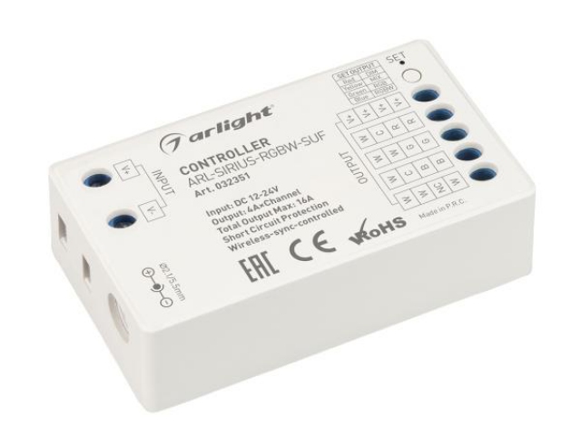 Контроллер ARL-SIRIUS-RGBW-SUF (12-24V, 4x4A, 2.4G) (Arlight, IP20 Пластик, 3 года) фото:2