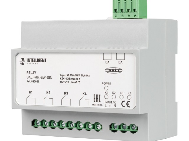 INTELLIGENT ARLIGHT Релейный модуль DALI-704-SW-DIN (BUS, 4х16A) (IARL, IP20 Пластик, 3 года) фото:4