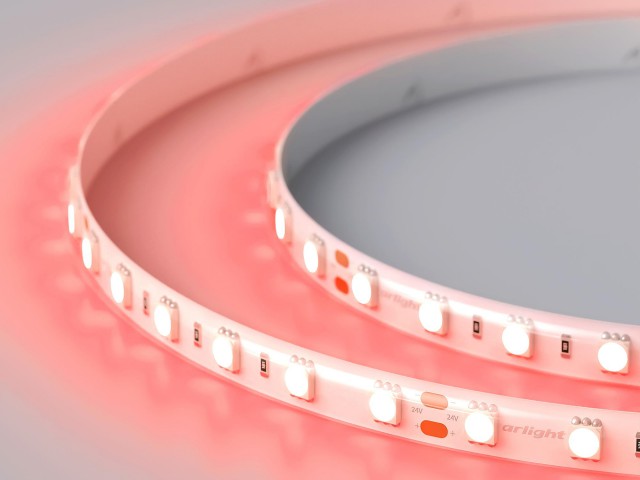 Лента RTW 2-5000SE 24V Red 2x (5060, 300 LED, LUX) (Arlight, 14.4 Вт/м, IP65) фото:11