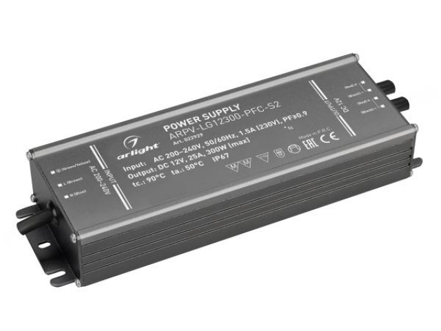 Блок питания ARPV-LG12300-PFC-S2 (12V, 25.0A, 300W) (Arlight, IP67 Металл, 5 лет) фото:6