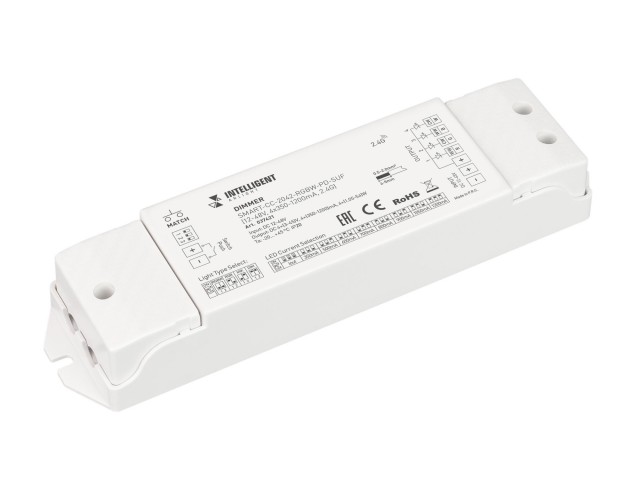 INTELLIGENT ARLIGHT Диммер SMART-CC-2042-RGBW-PD-SUF (12-48V, 4x350-1200mA, 2.4G) (IARL, IP20 Пластик, 5 лет) фото:1