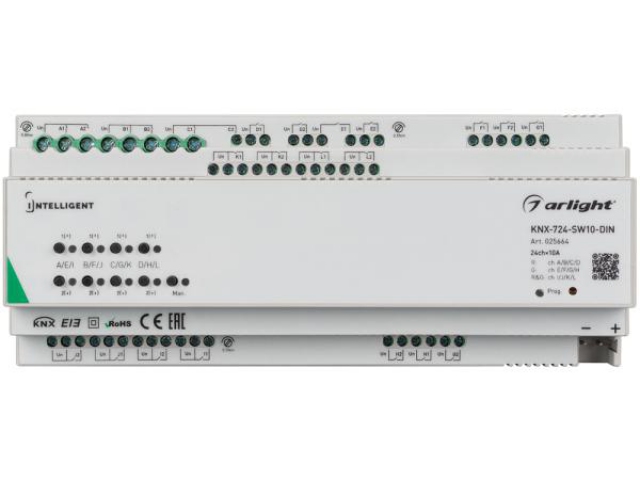 INTELLIGENT ARLIGHT Релейный модуль KNX-724-SW10-DIN (BUS, 24х10A) (Arlight, -) фото:5