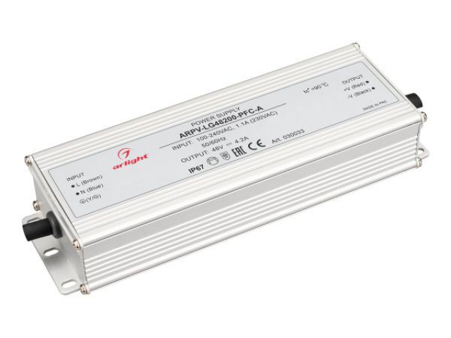 Блок питания ARPV-LG48200-PFC-A (48V, 4.2A, 200W) (Arlight, IP67 Металл, 5 лет) фото:4