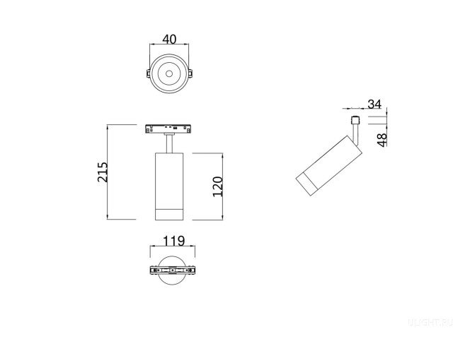 Трековый светильник Technical TR019-2-7W3K-MG фото:3