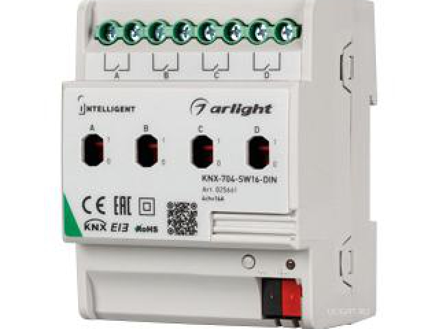 INTELLIGENT ARLIGHT Релейный модуль KNX-704-SW16-DIN (BUS, 4x16A) (Arlight, IP20 Пластик, 2 года) фото:6