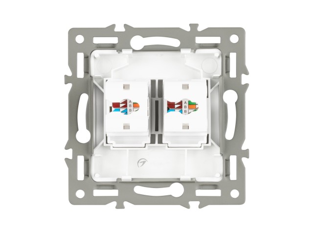 Механизм компьютерной розетки двойной SCT-MPC2-PL-GR (RJ-45, CAT6) (Arlight, -) фото:4