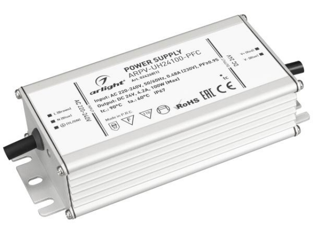 Блок питания ARPV-UH24100-PFC (24V, 4.2A, 100W) (Arlight, IP67 Металл, 7 лет) фото:4