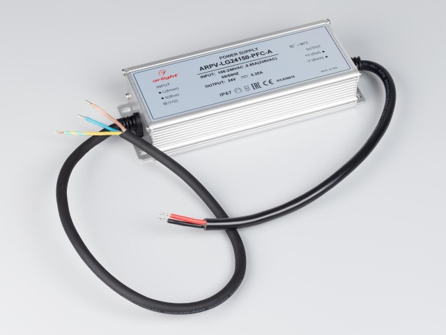 Блок питания ARPV-LG24150-PFC-A (24V, 6.25A, 150W) (Arlight, IP67 Металл, 5 лет) фото:1