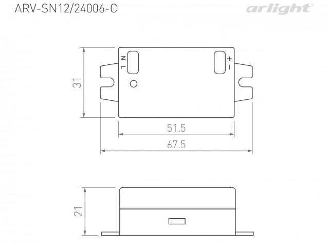 Блок питания ARV-SN12006-C (12V, 0.5A, 6W) (Arlight, IP20 Пластик, 3 года) фото:1