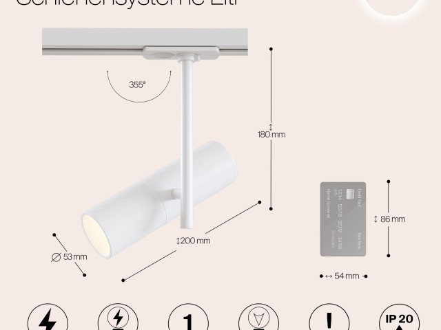 Трековый светильник Technical TR005-1-GU10-W фото:2