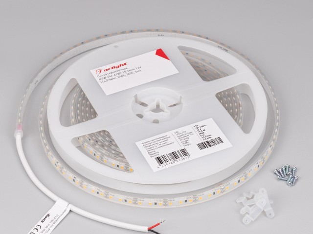 Лента герметичная RTW-PU-A120-10.5mm 12V Cool 8K (16.8 W/m, IP68, Wire 2m, 5m) (Arlight, -) фото:4