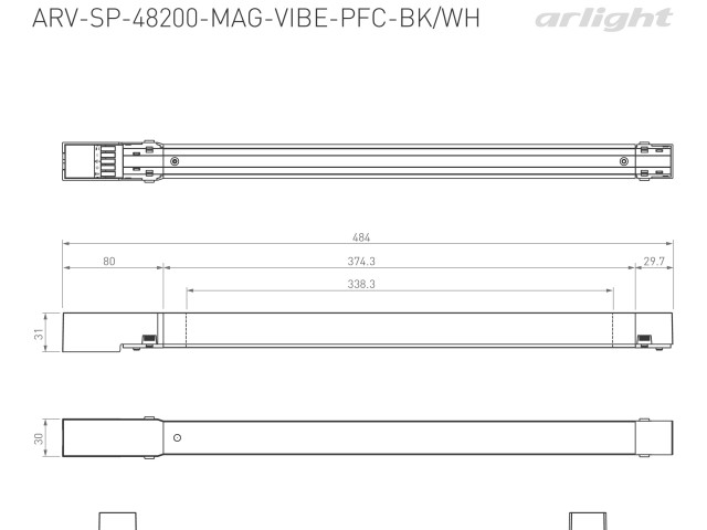 Блок питания ARV-SP-48200-MAG-VIBE-PFC-WH (48V, 4.2A, 200W) (Arlight, IP20 Металл, 5 лет) фото:4