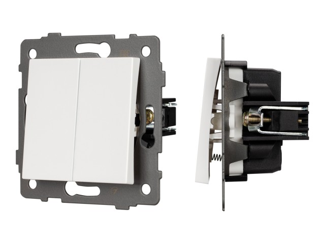 Механизм выключателя двухклавишный самовозвратный SWT-MKR2-PL-WH-V (250V, 10A) (Arlight, -) фото:4