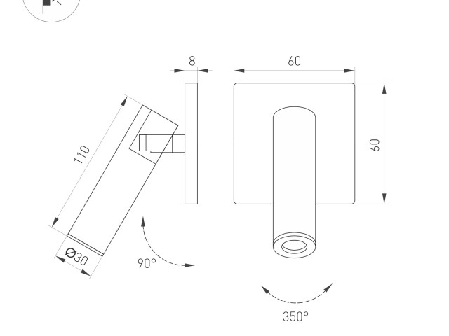 Светильник SP-READER-NB-S60x60-3W Warm3000 (NI, 20 deg, 230V) (Arlight, IP20 Металл, 3 года) фото:3