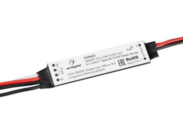 Диммер SMART-D16-DIM-PUSH-SUF (12-24V, 1x3A, 2.4G) (Arlight, Пластик) фото:4