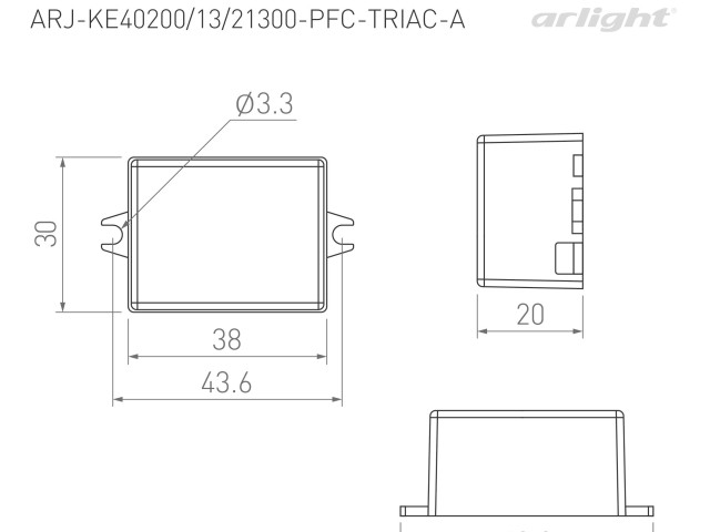 Блок питания ARJ-KE21300-PFC-TRIAC-A (6.3W, 300mA) (Arlight, IP44 Пластик, 5 лет) фото:4
