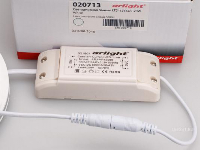 Светодиодная панель LTD-135SOL-20W White (Arlight, IP44 Пластик, 3 года) фото:4