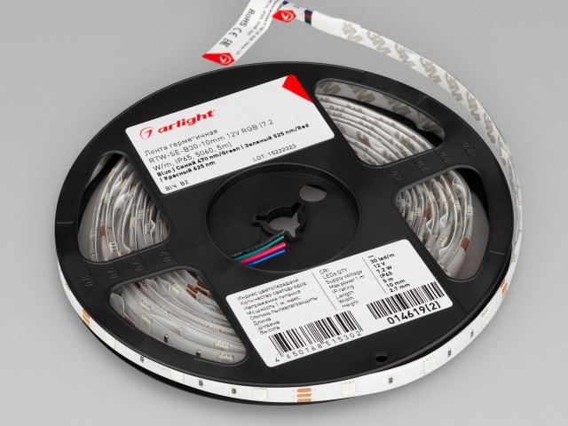 Лента герметичная RTW-SE-B30-10mm 12V RGB (7.2 W/m, IP65, 5060, 5m) (Arlight, -) фото:9