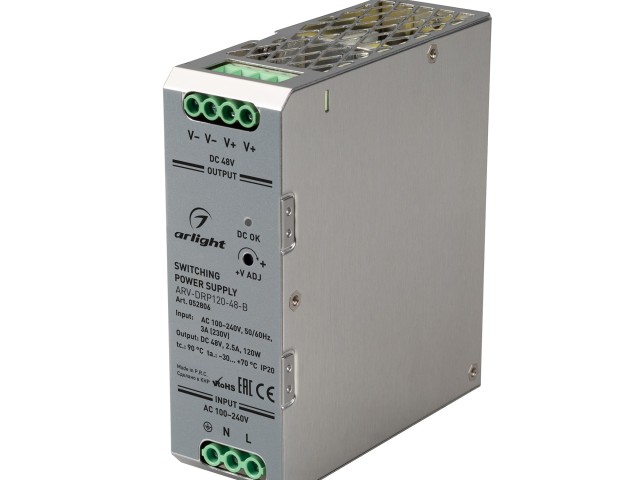 Блок питания ARV-DRP120-48-B (48V, 2.5A, 120W) (Arlight, IP20 Металл, 5 лет) фото:3