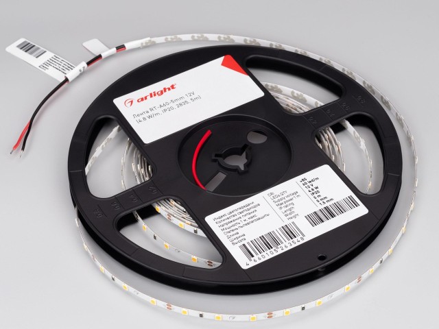 Лента RT-A60-5mm 12V Cool 15K (4.8 W/m, IP20, 2835, 5m) (Arlight, 4.8 Вт/м, IP20) фото:6