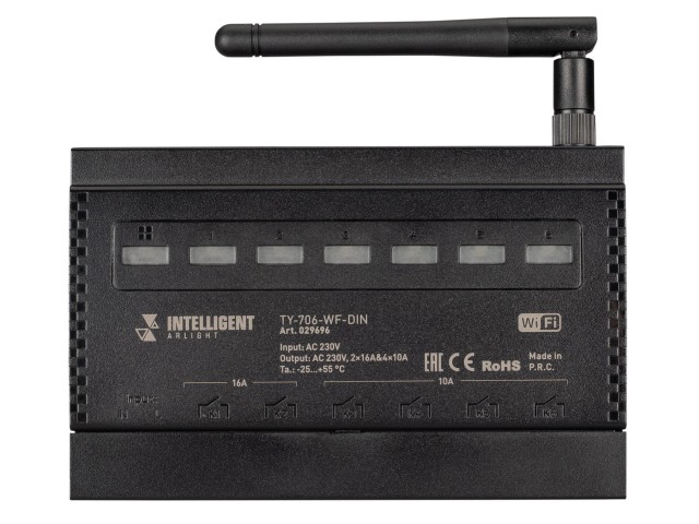 INTELLIGENT ARLIGHT Релейный модуль TY-706-WF-DIN (230V, 2х16A + 4х10А) (IARL, IP20 Пластик, 3 года) фото:8