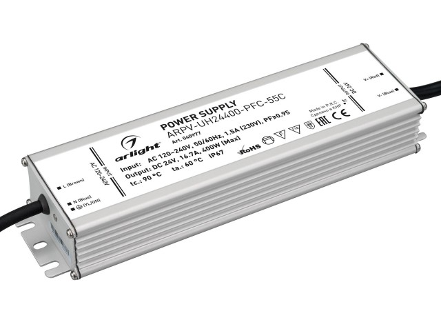 Блок питания ARPV-UH24400-PFC-55C (24V, 16.7A, 400W) (Arlight, IP67 Металл, 5 лет) фото:2